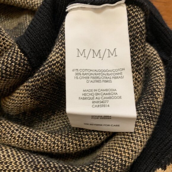 Cabi Zebra Print Knit Sweater Top Sz M Black Beige 3/4 Sleeve Safari Mob Wife - Picture 12 of 13